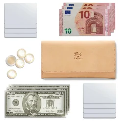 Women's continental wallet in leather color natural