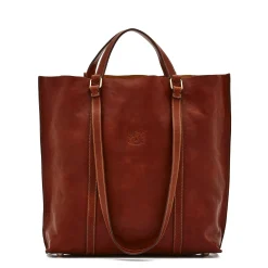 Women's handbag in vintage leather color sepia