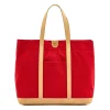 Women's tote bag in fabric color red/natural