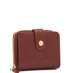 Women's wallet in leather color black cherry