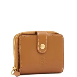 Women's wallet in leather color gianduia