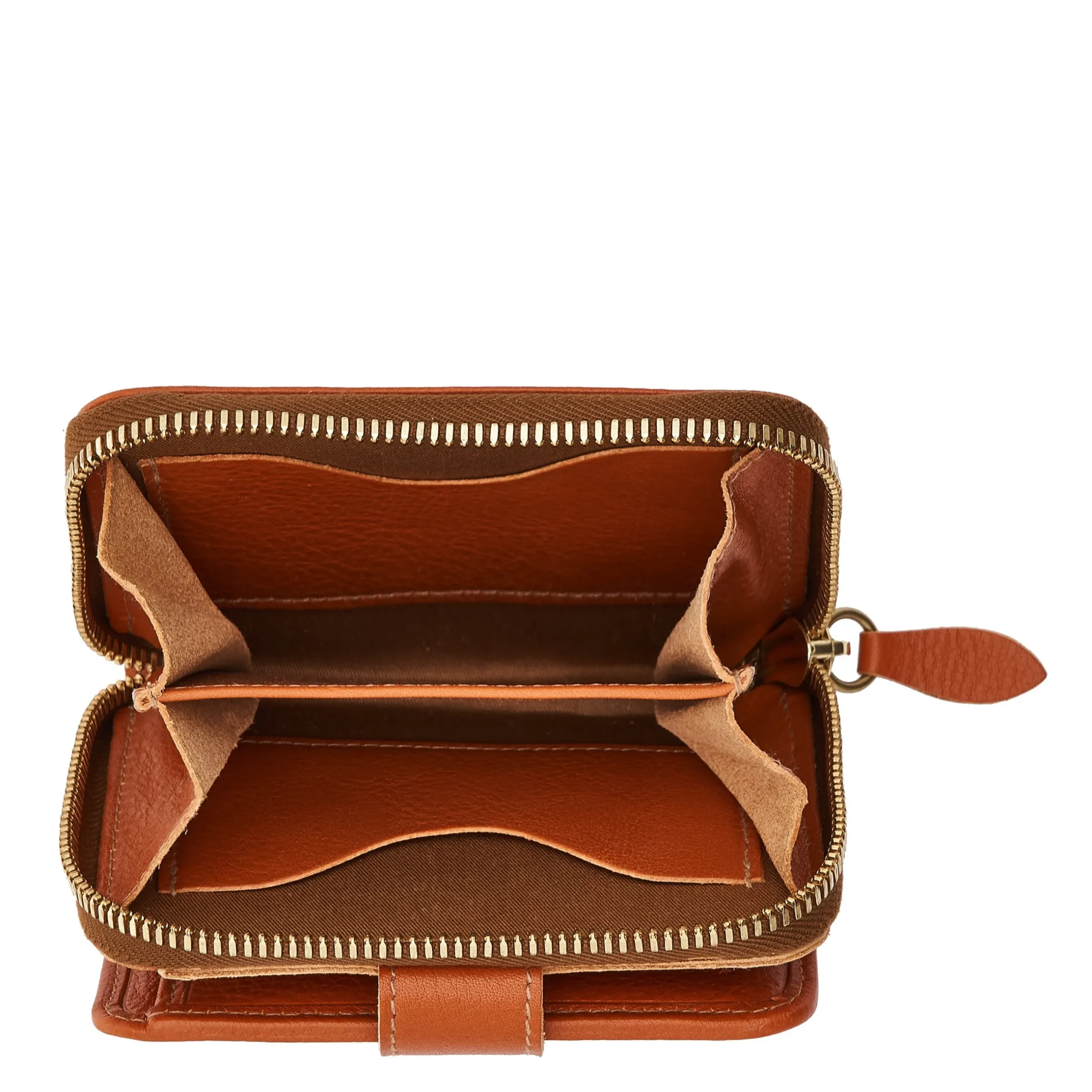 Women's wallet in leather color caramel