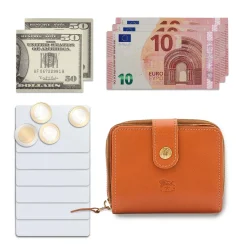 Women's wallet in leather color caramel