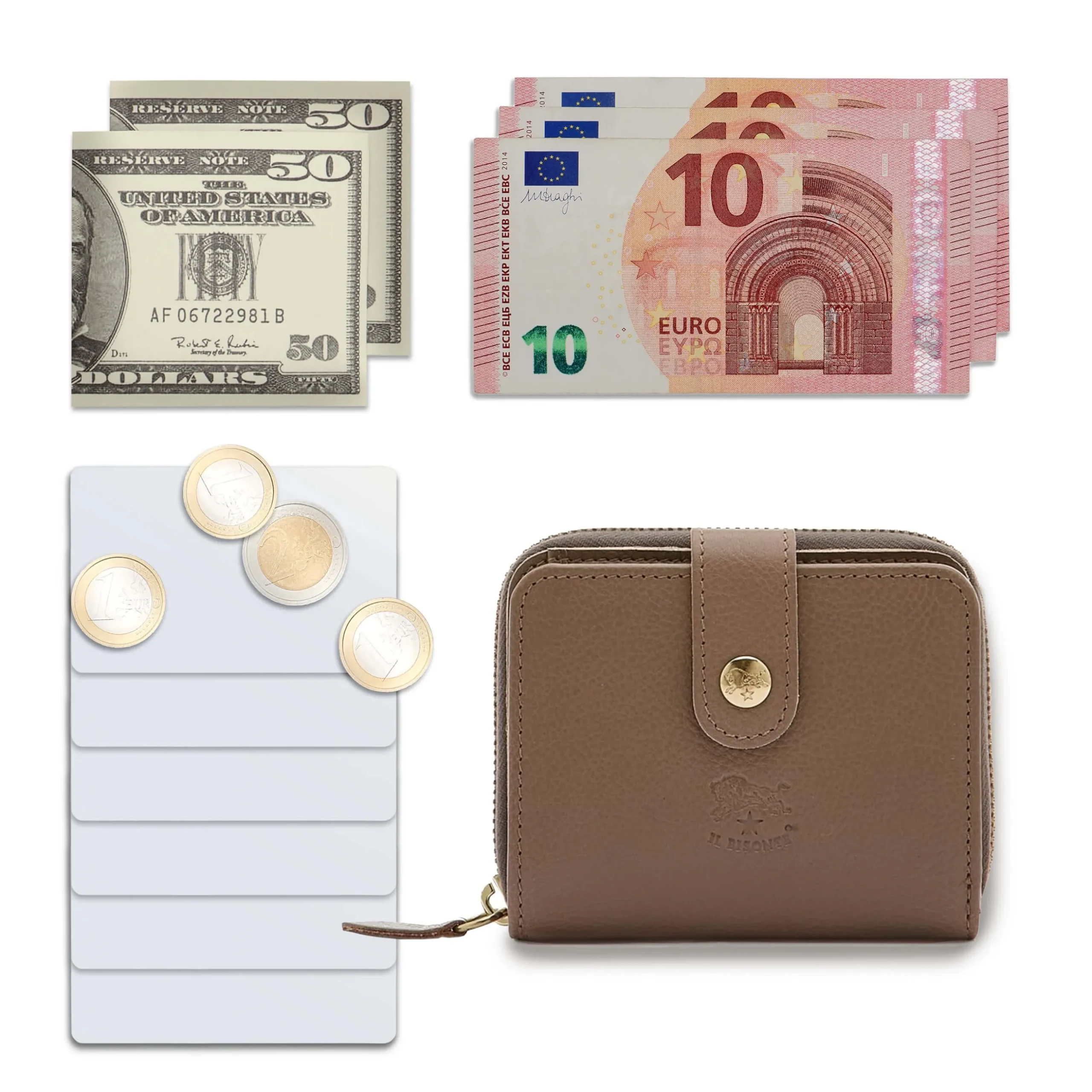 Women's wallet in leather color light grey